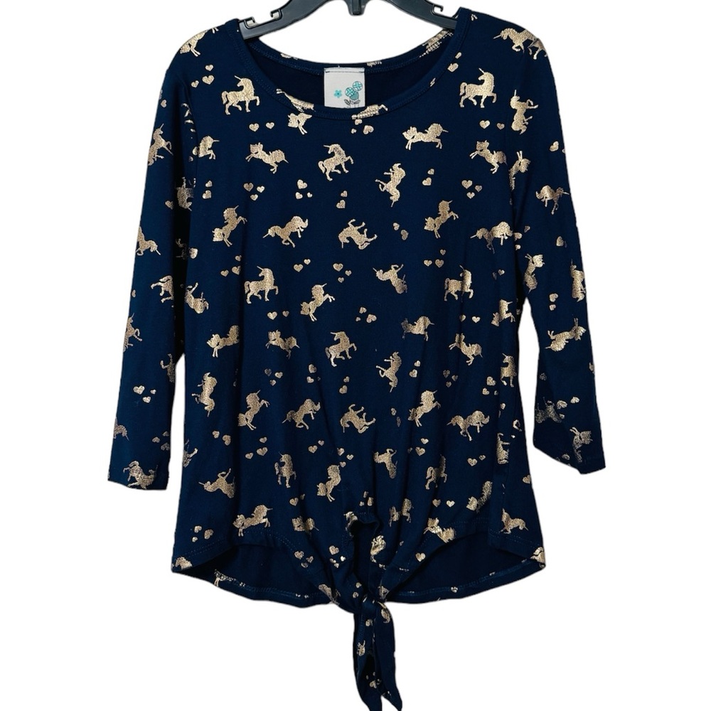 Lily Bleu Girls Size 7/8 Dark Blue Unicorn Shirt